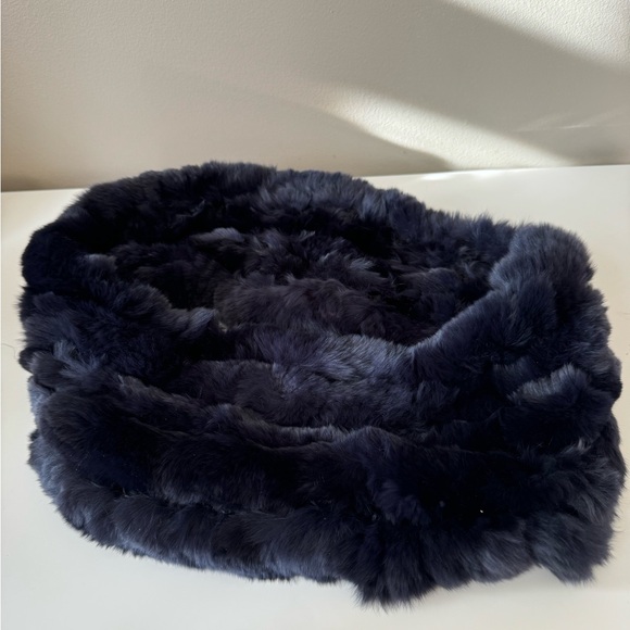 Accessories - COPY - Real rabbit fur scarf, dark blue